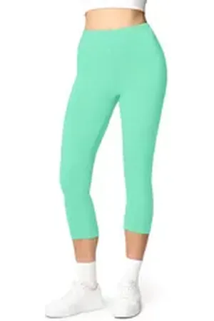 Ladeheid Leggings Damen 3/4 Capri Hose aus Baumwolle LA40-132 (1-tlg) elastischer Bund grün 3XL