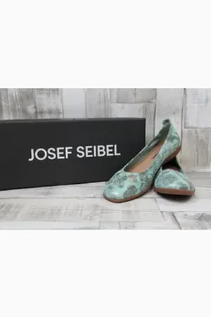 Josef Seibel Damen Ballerina Fenja 01 türkis mit grauen Blüten Ballerina 38 EU