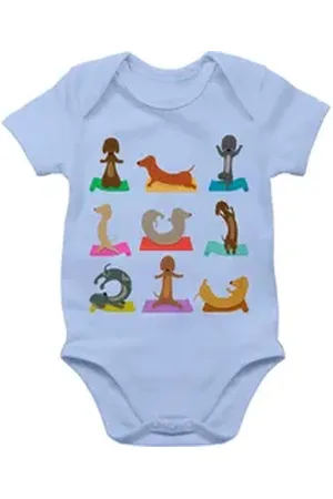Shirtracer Shirtbody Dackel Yoga Dackel Lustig Hunde blau 1/3 Monate