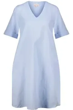 Kate Storm Sommerkleid Damen Kleid aus Leinen-Baumwolle-Mix (1-tlg) blau L