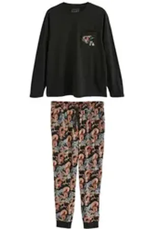 Next Pyjama Musee D‘art Drachen-Print Pyjama (2 tlg) schwarz XL (Normallänge)