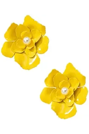 Karma Paar Ohrstecker Damen Blüten Legierung bunt verschiedene Farben Ohrschmuck modern (Blumenohrringe Blumenohrstecker), Damenschmuck Ohrringe Damenohrstecker gelb
