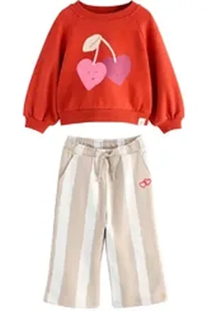 Next Sweatanzug Sweatshirt mit Print und weite Hose im Set (2-tlg) rot 110-116 (5-6 J.)
