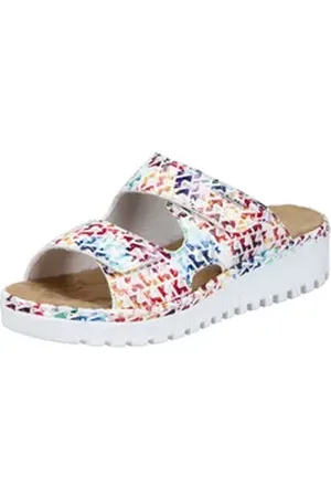 Rieker Pantolette Sommerschuh, Schlappen, Hausschuh mit modischer Plateausohle bunt 43 EU