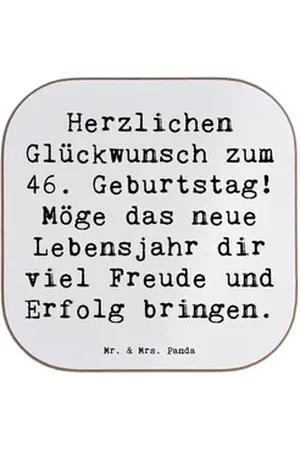 Mr. & Mrs. Panda Getränkeuntersetzer Spruch 46. Geburtstag - Weiß - Geschenk, liebevolle Glückwünsche 46., 1-tlg. weiß
