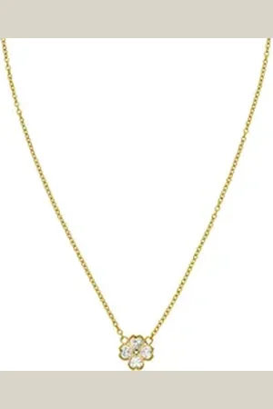 Purelei Kette mit Anhänger Schmuck Geschenk Cuore Kleeblatt, 22421-Necklace-Cuore, mit Zirkonia (synth) gelb|goldfarben