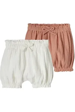 Vertbaudet Bermudas 2er-Pack Baby Spielhosen aus Musselin weiß 56
