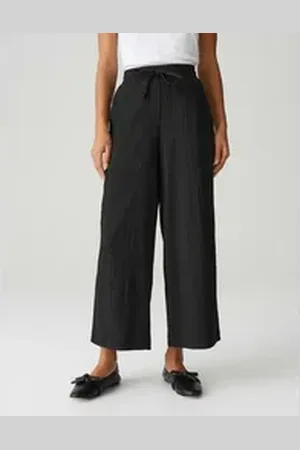 Opus Culotte MILENI CRINKLE Wide mit Komfortbund schwarz 42
