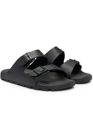 HUGO BOSS Surfley_Sand Badepantolette Sommerschuh, Hausschuh, Schlappen mit Schnallenverschlüsse schwarz 45 EU