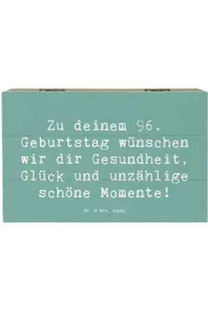 Mr. & Mrs. Panda Dekokiste 19 x 12 cm Spruch 96. Geburtstag - Meeresbrise - Geschenk, Wertschätz (1 St) blau