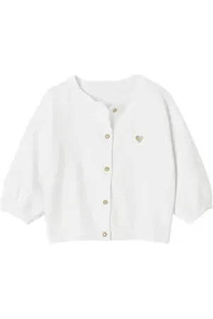 Vertbaudet Strickjacke Baby Cardigan mit Herzstickerei BASIC weiß 71