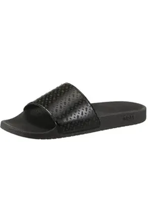 HUGO BOSS Aryeh_Slid Badepantolette Sommerschuh, Strandschuh, Badeschuh, Schlappen zum Schlupfen schwarz 40 EU