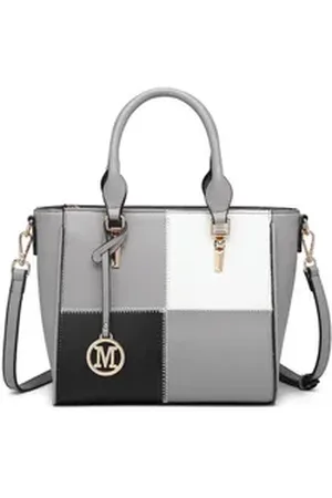 MISS LULÙ Schultertasche Damen-Handtasche PU-Leder Umhängetasche im Farbblock-Design grau