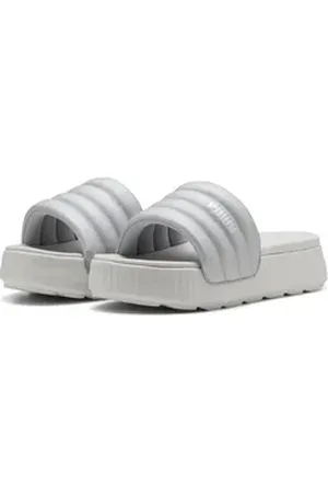 PUMA Karmen Puffy Aqua Metallics Slides Damen Sandale silberfarben 40,5 EU