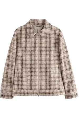 Next Sakko EDIT karierte Boucle-Jacke (1-tlg) beige 5XL