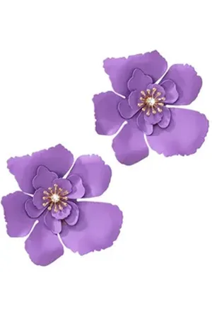 Karma Paar Ohrstecker Damen Blüten Legierung bunt verschiedene Farben Ohrschmuck modern (Blumenohrringe Blumenohrstecker), Damenschmuck Ohrringe Damenohrstecker lila