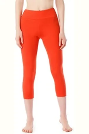 Merry Style Leggings Damen 3/4 Capri Hose MS10-430 (1-tlg) aus Baumwolle orange M