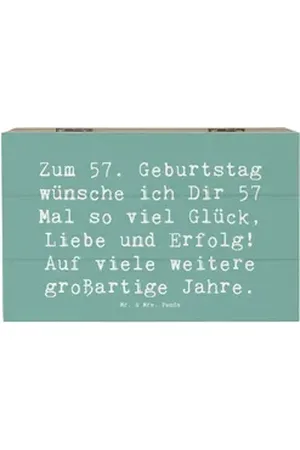 Mr. & Mrs. Panda Dekokiste 19 x 12 cm Spruch 57. Geburtstag Glück - Meeresbrise - Geschenk, groß (1 St) blau