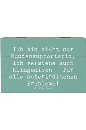 Mr. & Mrs. Panda Dekokiste 19 x 12 cm Spruch Kundensupport Kompetenz - Meeresbrise - Geschenk, K (1 St) blau