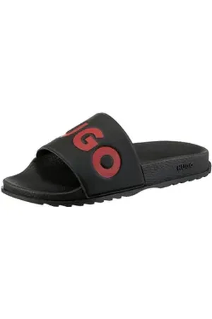 HUGO BOSS Match_It_Slid_rblg_N Badepantolette, Sommerschuh, Poolslides, Schlappen, mit -Logoschriftzug rot|schwarz 38 EU