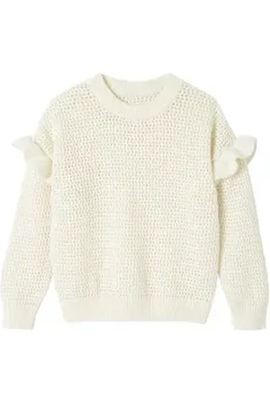 Vertbaudet Pullunder Mädchen Pullover mit Volants weiß 92/98