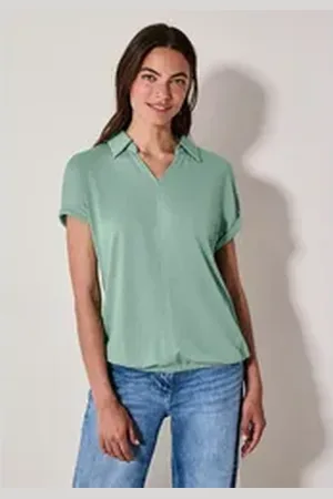 CECIL Poloshirt mit Elastiksaum grün L (42)