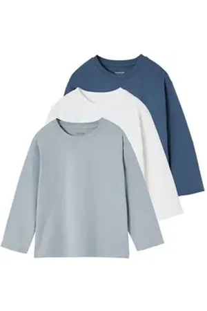 Vertbaudet Langarmshirt 3er-Pack Jungen Shirts aus Baumwolle Basic grün 140