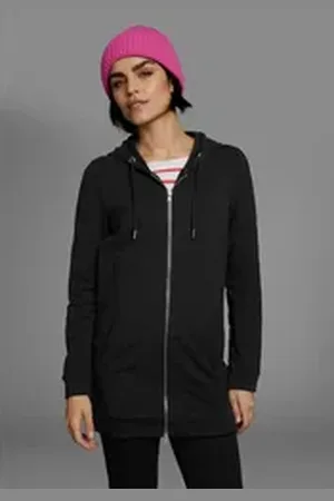 FLASHLIGHTS Sweatjacke in langer Form mit Zipper schwarz 32/34