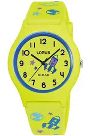 Lorus Quarzuhr RRX47HX9, Armbanduhr, Kinderuhr, Erde, Weltall, Silikonarmband, Geschenk grün