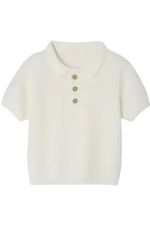 Vertbaudet Poloshirt Baby Poloshirt aus Strick weiß 80