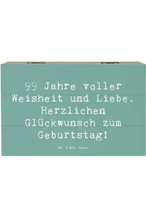 Mr. & Mrs. Panda Dekokiste 19 x 12 cm Spruch 99. Geburtstag - Meeresbrise - Geschenk, Freude, Sc (1 St) blau