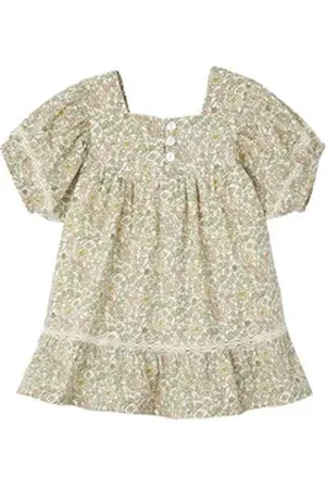 Vertbaudet Minikleid Mädchen Baby Kleid mit Spitze weiß 86