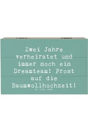 Mr. & Mrs. Panda Dekokiste 19 x 12 cm Spruch 2. Hochzeitstag Baumwollhochzeit - Meeresbrise - Ge (1 St) blau