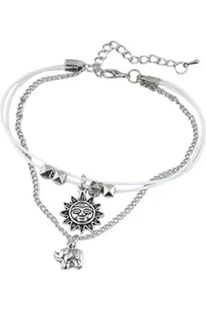 Karma Fußkette mit Anhänger Silber Weiß Legierung Fusskettchen Strandschmuck Fußschmuck (Damenfußkette Damenschmuck), Urlaub Strand Accessoires Sommerschmuck silberfarben