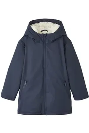 Vertbaudet Regenjacke Jungen Regenjacke mit Kapuze & Teddyfleece-Futter blau 116