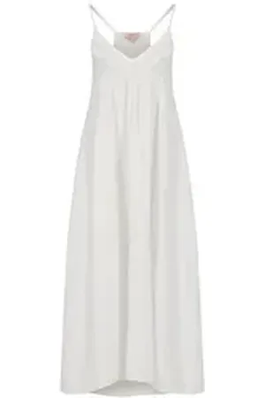 Kate Storm Sommerkleid Damen Trägerkleid aus Leinen (1-tlg) weiß XL