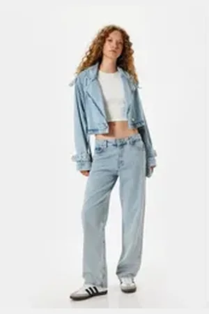 Koton Straight-Jeans Normale Leibhöhe Straight blau 32/32