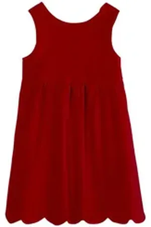 Vertbaudet Minikleid Festliches Mädchen Samtkleid mit Schleife hinten rot 122