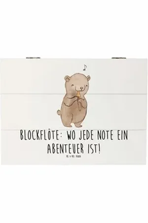 Mr. & Mrs. Panda Dekokiste 25 x 18 cm Abenteuer Blockflöte - Weiß - Geschenk, Musikinstrument, I (1 St), Nachhaltig und langlebig weiß
