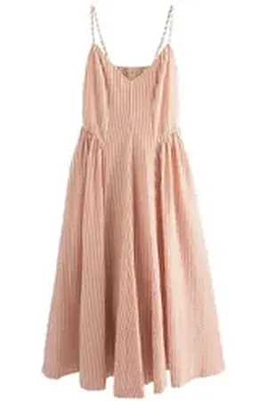 Next Midikleid Strukturiertes Seersucker Midikleid, Kurzgröße (1-tlg) braun 17 (GB: 6 Petite)