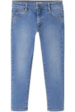 Vertbaudet 7/8-Caprijeans Jungen Slim-Fit-Jeans WATERLESS, Hüftweite COMFORT Bundeweite verstellbar blau 92/98