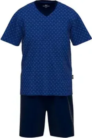 Götzburg GÖTZBURG Pyjama Herren-Shorty Single-Jersey gemustert blau 52
