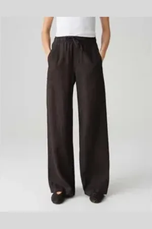 Opus Leinenhose MILENI LINEN mit vorverlegter Seitennaht braun 34