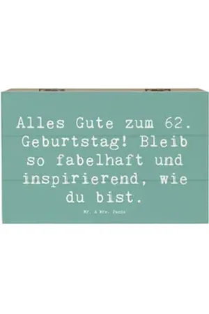 Mr. & Mrs. Panda Dekokiste 19 x 12 cm Spruch 62. Geburtstag Freude - Meeresbrise - Geschenk, Glü (1 St) blau