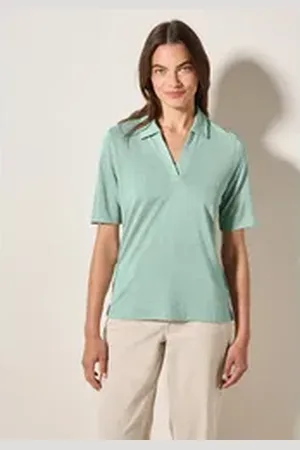 CECIL Poloshirt aus softem Materialmix grün M (40)
