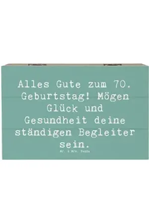 Mr. & Mrs. Panda Dekokiste 19 x 12 cm Spruch 70. Geburtstag Glück und Gesundheit - Meeresbrise - (1 St) blau