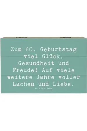 Mr. & Mrs. Panda Dekokiste 19 x 12 cm Spruch 60. Geburtstag Glück - Meeresbrise - Geschenk, Jubi (1 St) blau
