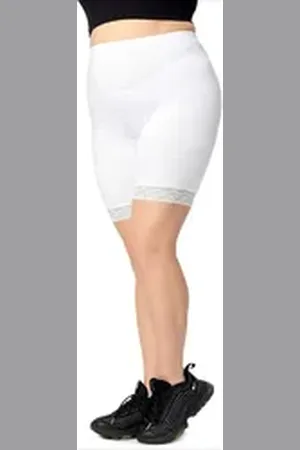 Merry Style Leggings Große Größen Damen kurze Tights mit Spitze aus Viskose MS10-453 (1-tlg) weiß 6XL