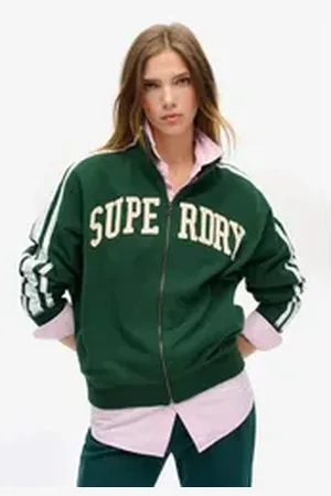Superdry Sweatjacke ATHLETIC APPLQ LOOSE ZIP TRACK grün S