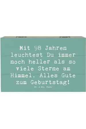 Mr. & Mrs. Panda Dekokiste 19 x 12 cm Spruch 98. Geburtstag Leuchten - Meeresbrise - Geschenk, 9 (1 St) blau